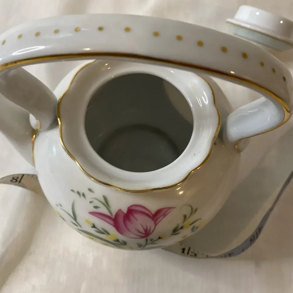 Vintage Nantucket Gold & Flower Teapot - w/ Lid 7